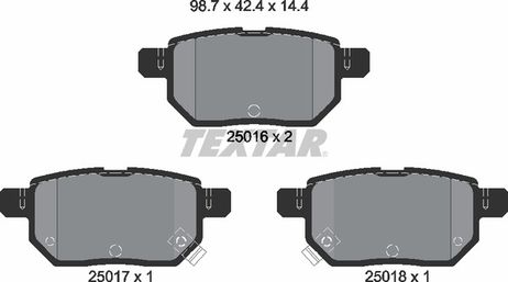 фото Textar 2501601 Колодки тормозные дисковые | зад | Textar 2501601 Колодки тормозные дисковые | зад |