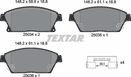 фото Textar 2503401 Колодки тормозные дисковые с противошумной пластиной Q+ | перед | Textar 2503401 Колодки тормозные дисковые с противошумной пластиной Q+ | перед |