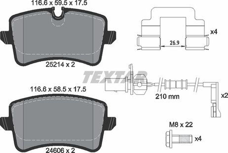 фото Textar 2521403 Колодки тормозные дисковые с противошумной пластиной Q+ | зад | Textar 2521403 Колодки тормозные дисковые с противошумной пластиной Q+ | зад |