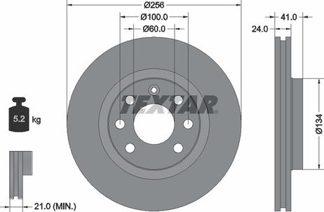 фото Textar 92039203 Диск тормозной с покрытием PRO | перед | Textar 92039203 Диск тормозной с покрытием PRO | перед |