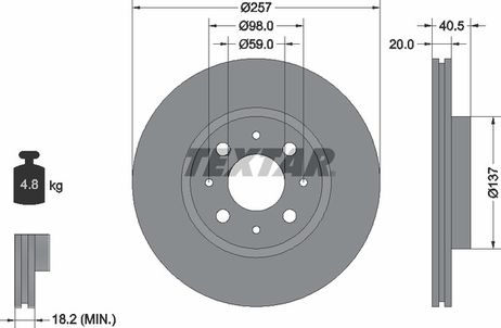 фото Textar 92068503 Диск тормозной с покрытием PRO | перед | Textar 92068503 Диск тормозной с покрытием PRO | перед |
