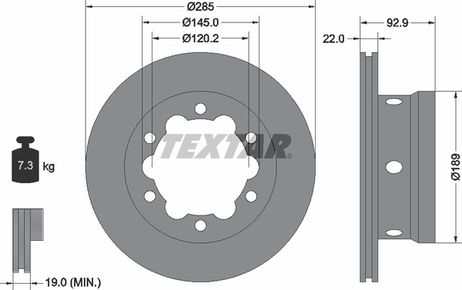 фото Textar 92089803 Диск тормозной с покрытием PRO | зад | Textar 92089803 Диск тормозной с покрытием PRO | зад |