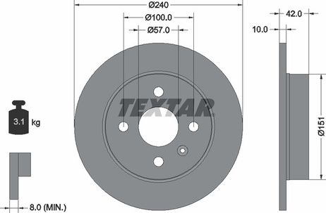 фото Textar 92092003 Диск тормозной с покрытием PRO | зад | Textar 92092003 Диск тормозной с покрытием PRO | зад |