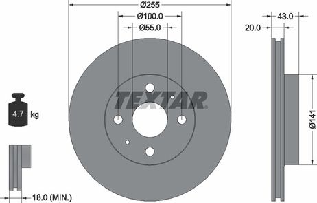 фото Textar 92115603 Диск тормозной с покрытием PRO | перед | Textar 92115603 Диск тормозной с покрытием PRO | перед |