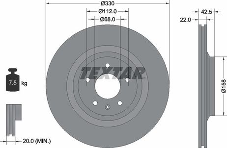 фото Textar 92160403 Диск тормозной с покрытием PRO | зад | Textar 92160403 Диск тормозной с покрытием PRO | зад |