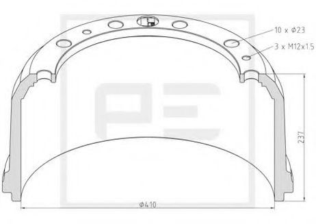 фото PE Automotive 016.491-00A Тормозной барабан PE Automotive 016.491-00A Тормозной барабан