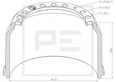 фото PE Automotive 036.403-00A Тормозной барабан PE Automotive 036.403-00A Тормозной барабан