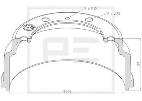 фото PE Automotive 036.415-00A Тормозной барабан HCV PE Automotive 036.415-00A Тормозной барабан HCV