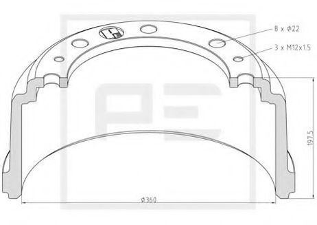 фото PE Automotive 036.417-00A Тормозной барабан PE Automotive 036.417-00A Тормозной барабан