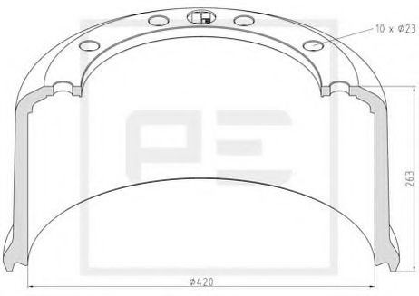 фото PE Automotive 046.635-00A Тормозной барабан PE Automotive 046.635-00A Тормозной барабан