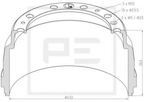 фото PE Automotive 126.091-00A Тормозной барабан PE Automotive 126.091-00A Тормозной барабан