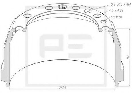фото PE Automotive 146.070-00A Тормозной барабан HCV PE Automotive 146.070-00A Тормозной барабан HCV