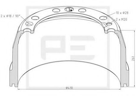 PE Automotive 146.131-00A Тормозной барабан