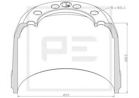 фото PE Automotive 266.564-00A Тормозной барабан PE Automotive 266.564-00A Тормозной барабан