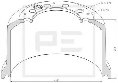 фото PE Automotive 266.595-00A Тормозной барабан PE Automotive 266.595-00A Тормозной барабан