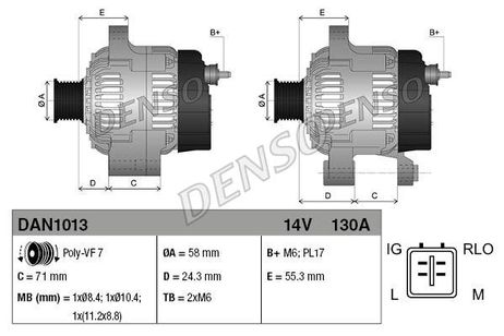 фото Denso DAN1013 Снят с производства Генератор Denso DAN1013 Снят с производства Генератор