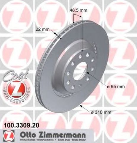 фото Zimmermann 100.3309.20 Диск тормозной | зад | Zimmermann 100.3309.20 Диск тормозной | зад |