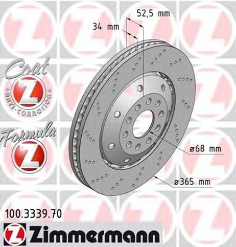 фото Zimmermann 100.3339.70 Диск тормозной Zimmermann 100.3339.70 Диск тормозной