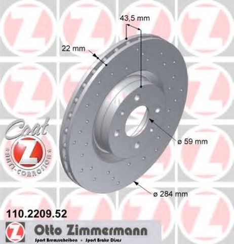 фото Zimmermann 110.2209.52 Диск тормозной | перед | Zimmermann 110.2209.52 Диск тормозной | перед |