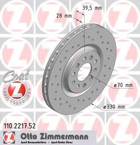 фото Zimmermann 110.2217.52 Диск тормозной Zimmermann 110.2217.52 Диск тормозной