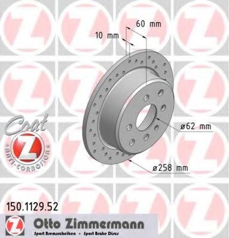 фото Zimmermann 150.1129.52 Диск тормозной Zimmermann 150.1129.52 Диск тормозной