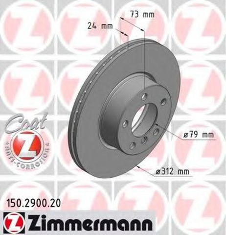 фото Zimmermann 150.2900.20 Диск тормозной | перед | Zimmermann 150.2900.20 Диск тормозной | перед |