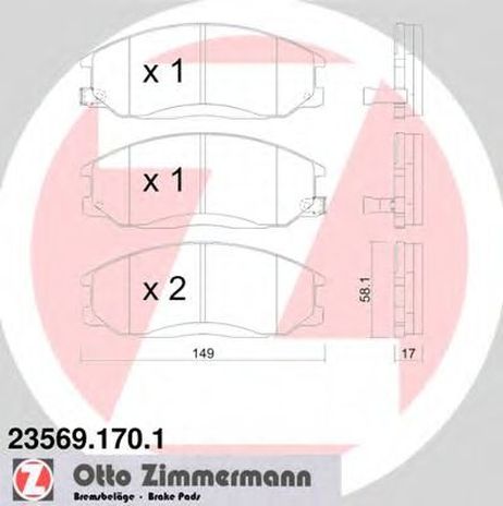 фото Zimmermann 23569.170.1 Колодки тормозные дисковые | перед | Zimmermann 23569.170.1 Колодки тормозные дисковые | перед |