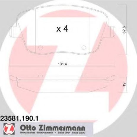 фото Zimmermann 23581.190.1 Колодки тормозные дисковые Zimmermann 23581.190.1 Колодки тормозные дисковые