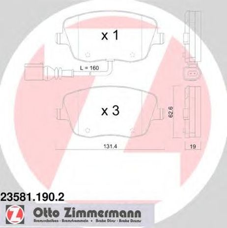 фото Zimmermann 23581.190.2 Колодки тормозные дисковые Zimmermann 23581.190.2 Колодки тормозные дисковые