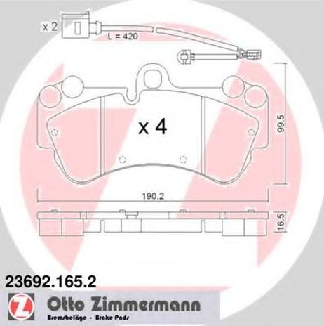 фото Zimmermann 23692.165.2 Комплект тормозных колодок, дисковый тормоз | перед | Zimmermann 23692.165.2 Комплект тормозных колодок, дисковый тормоз | перед |