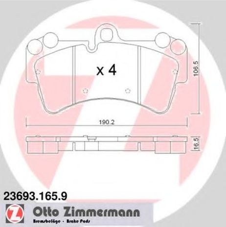 фото Zimmermann 23693.165.9 Комплект тормозных колодок, дисковый тормоз | перед | Zimmermann 23693.165.9 Комплект тормозных колодок, дисковый тормоз | перед |