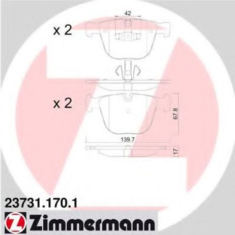 фото Zimmermann 23731.170.1 Колодки тормозные дисковые | зад | Zimmermann 23731.170.1 Колодки тормозные дисковые | зад |