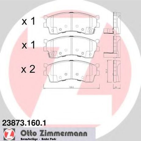 фото Zimmermann 23873.160.1 Колодки тормозные дисковые | перед | Zimmermann 23873.160.1 Колодки тормозные дисковые | перед |