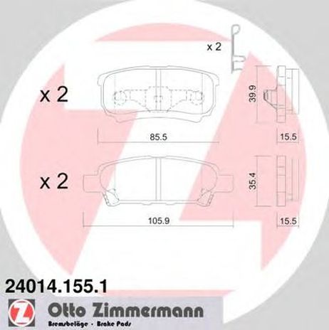 фото Zimmermann 24014.155.1 Колодки тормозные дисковые | зад | Zimmermann 24014.155.1 Колодки тормозные дисковые | зад |