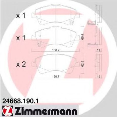 фото Zimmermann 24668.190.1 Колодки тормозные дисковые | перед | Zimmermann 24668.190.1 Колодки тормозные дисковые | перед |