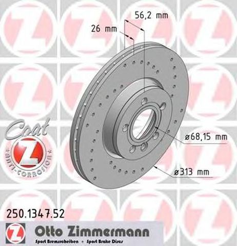 фото Zimmermann 250.1347.52 Диск тормозной | перед | Zimmermann 250.1347.52 Диск тормозной | перед |