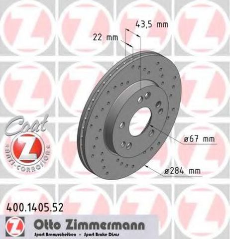фото Zimmermann 400.1405.52 Диск тормозной Zimmermann 400.1405.52 Диск тормозной