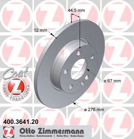 фото Zimmermann 400.3641.20 Диск тормозной | перед | Zimmermann 400.3641.20 Диск тормозной | перед |