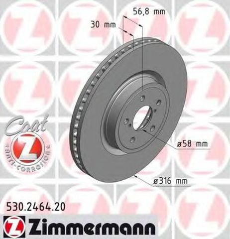 фото Zimmermann 530.2464.20 Диск тормозной | перед | Zimmermann 530.2464.20 Диск тормозной | перед |