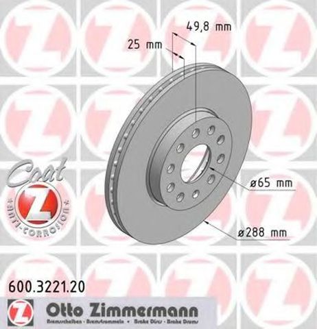 фото Zimmermann 600.3221.20 Диск тормозной | перед | Zimmermann 600.3221.20 Диск тормозной | перед |