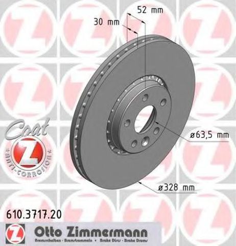 фото Zimmermann 610.3717.20 Диск тормозной | перед | Zimmermann 610.3717.20 Диск тормозной | перед |