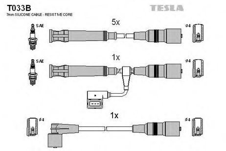 фото Tesla T033B Комплект высоковольтных проводов Tesla T033B Комплект высоковольтных проводов