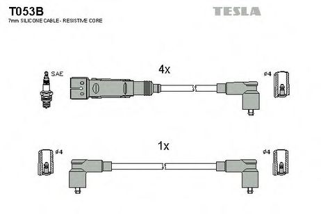 фото Tesla T053B Комплект высоковольтных проводов Tesla T053B Комплект высоковольтных проводов