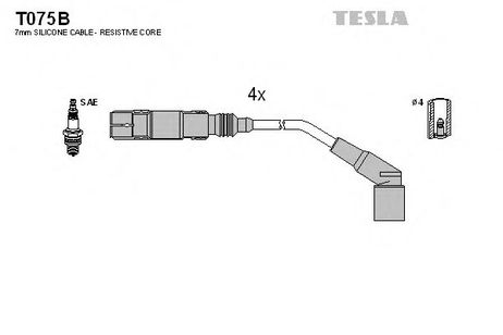 фото Tesla T075B Комплект высоковольтных проводов Tesla T075B Комплект высоковольтных проводов