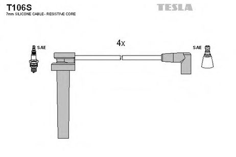 фото Tesla T106S Комплект проводов зажигания Tesla T106S Комплект проводов зажигания