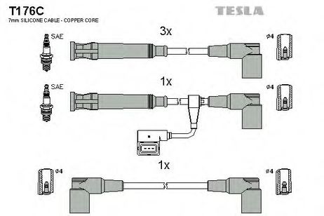 фото Tesla T176C Комплект высоковольтных проводов Tesla T176C Комплект высоковольтных проводов