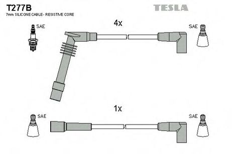 фото Tesla T277B Комплект проводов зажигания Tesla T277B Комплект проводов зажигания