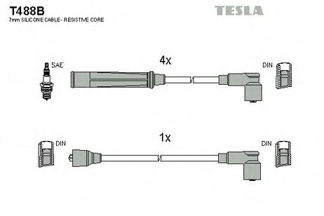 фото Tesla T488B Комплект высоковольтных проводов Tesla T488B Комплект высоковольтных проводов