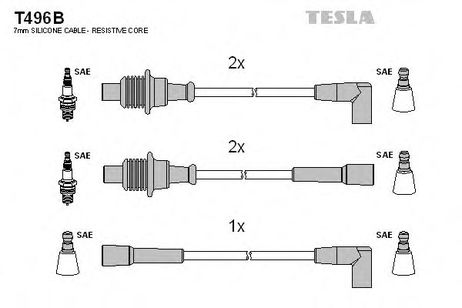 фото Tesla T496B Комплект высоковольтных проводов Tesla T496B Комплект высоковольтных проводов