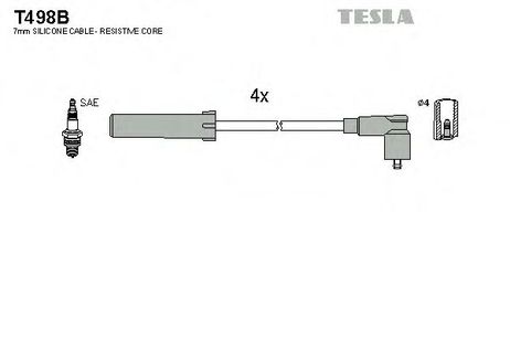 фото Tesla T498B Комплект высоковольтных проводов Tesla T498B Комплект высоковольтных проводов